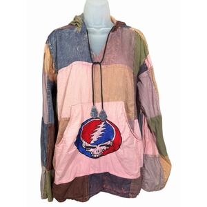 Jayli Patchwork Grateful Dead Hoodie XL Steal Your Face Boho Hippie Baja
